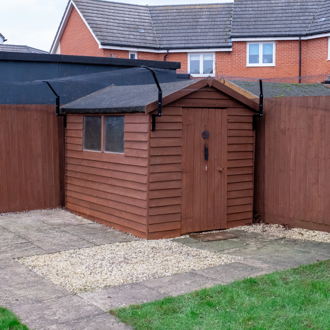 Shed with ProtectaPet Shed Offsetters