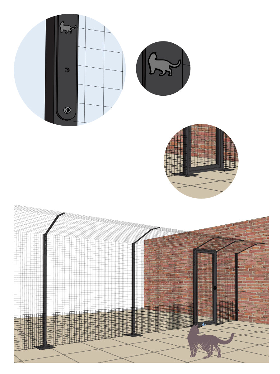 ProtectaPet® Boutplaat voor Kattenomheiningspalen op Terras